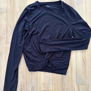 Athleta Black Long-Sleeve Twist-Front Tee